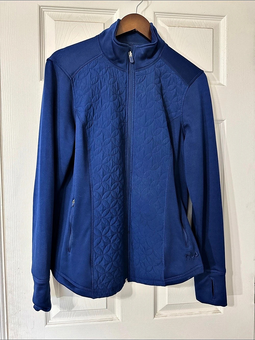 Fila Quilted Blue Jacket Size Large Like New